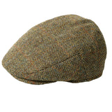 Genuine Harris Tweed Flat Cap 100% British Wool Scottish Stornoway Bunnet Hat Moss Green