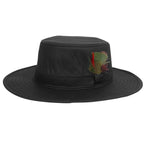 British Made Wax Cotton Fedora Outback Bush Hat Waterproof Sun Rain Wide Brim Black Front Side