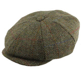 Harris Tweed Newsboy Flat Cap Peaky Blinders Hat 100% British Wool Carloway Moss Green