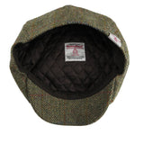 Harris Tweed Newsboy Flat Cap Peaky Blinders Hat 100% British Wool Carloway Moss Green