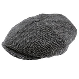 Harris Tweed Newsboy Flat Cap Peaky Blinders Hat 100% British Wool Carloway Grey