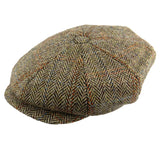 Harris Tweed Newsboy Flat Cap Peaky Blinders Hat 100% British Wool Carloway White Sand Yellow