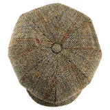 Harris Tweed Newsboy Flat Cap Peaky Blinders Hat 100% British Wool Carloway White Sand Yellow