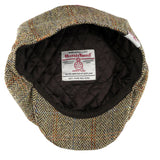 Harris Tweed Newsboy Flat Cap Peaky Blinders Hat 100% British Wool Carloway White Sand Yellow