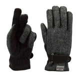 WALKER & HAWKES Harris Tweed Mens Gloves Leather Palms Gents Luxury Fully Lined Warm Quality Steel Grey 