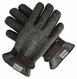 WALKER & HAWKES Harris Tweed Mens Gloves Leather Palms Gents Luxury Fully Lined Warm Quality Steel Grey 