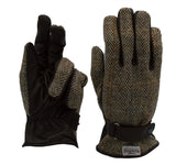 WALKER & HAWKES Harris Tweed Mens Gloves Leather Palms Gents Luxury Fully Lined Warm Quality White Sand