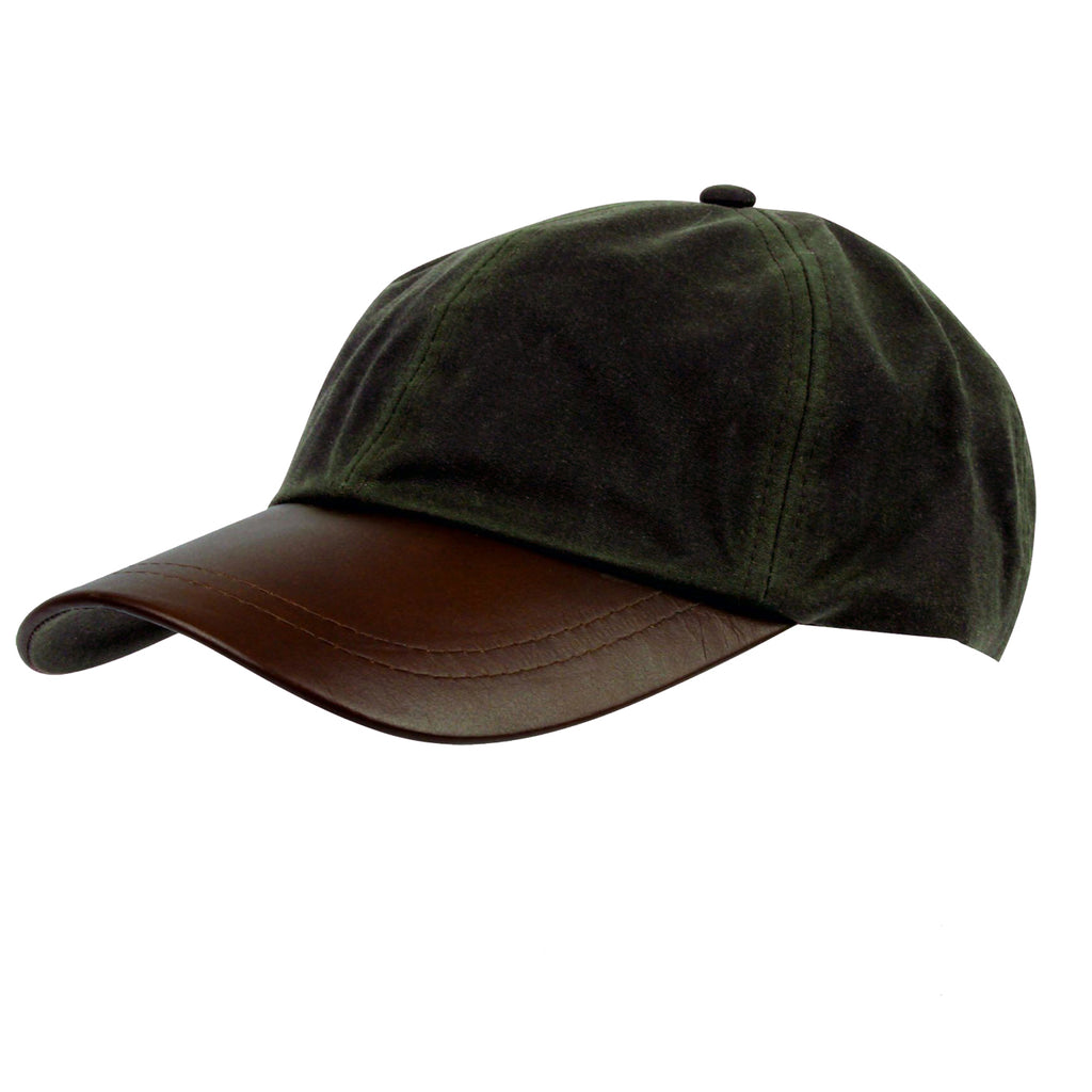 Walker Hawkes Waxed Cotton Leather Peak Waterproof Baseball Cap
