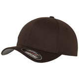 FlexFit Yupoong Fitted Baseball Cap Sports Sun Hat Retro Curved Peak Brown