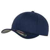 FlexFit Yupoong Fitted Baseball Cap Sports Sun Hat Retro Curved Peak Navy