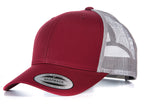Flexfit Yupoong Classic Snapback Baseball Cap Mesh Retro Trucker Hat Peak Sun Burgundy/Light Grey